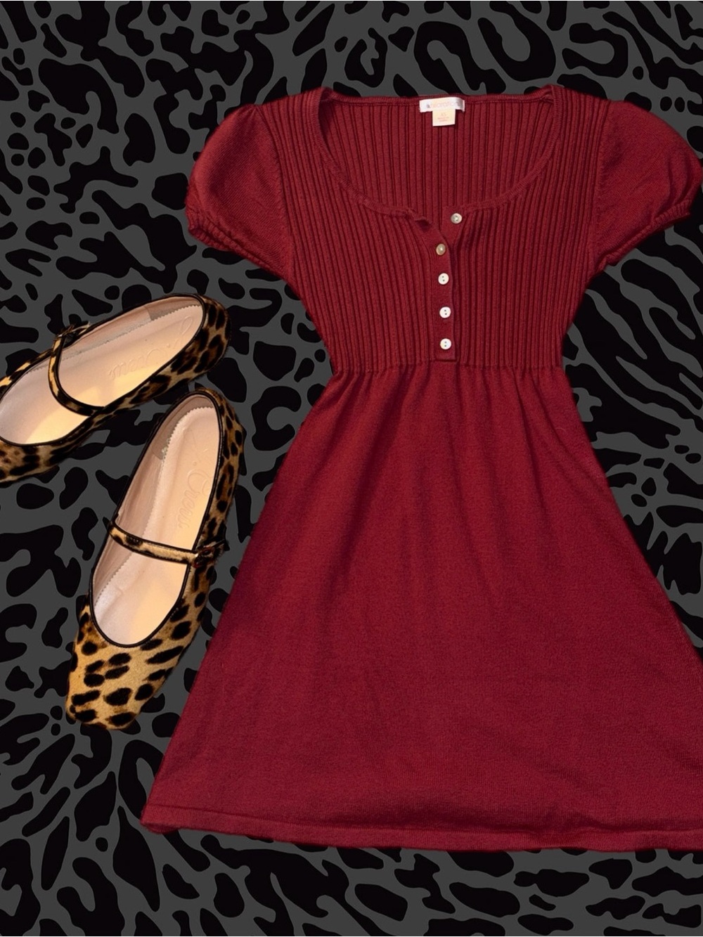 vintage style leopard print mary jane flats